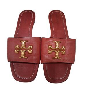 Size 7.5M Women's Tory Burch Rust Brown "Eleanor" Slide Sandals